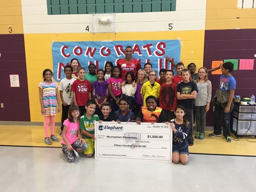 Mooneyham Elementary, thanks to Monasvi 'screativity and soccer spirit, received $1,500 for the school's art program.