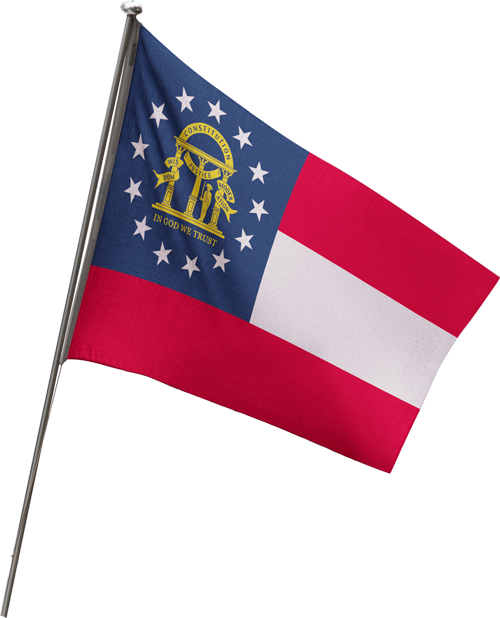 Georgia State Flag on a Pole