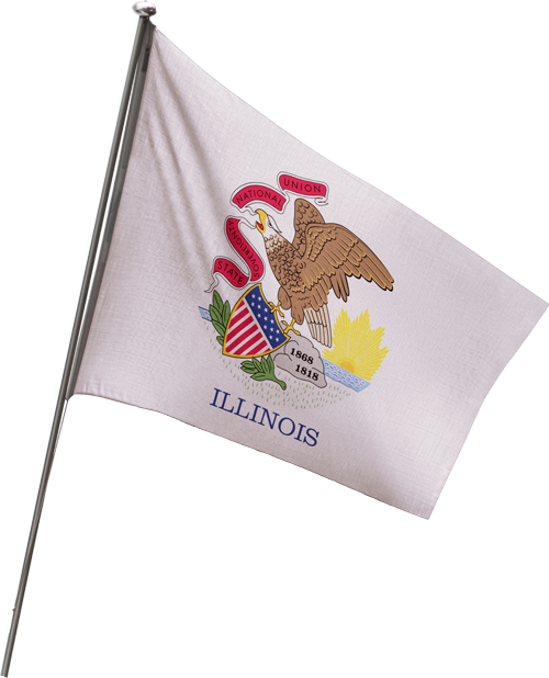 Illinois State Flag on a Pole