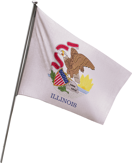 Illinois State Flag on a Pole