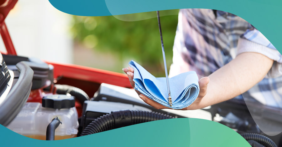 car engine, dipstick, man checking engine oil