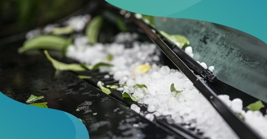 hail on a car's windshield