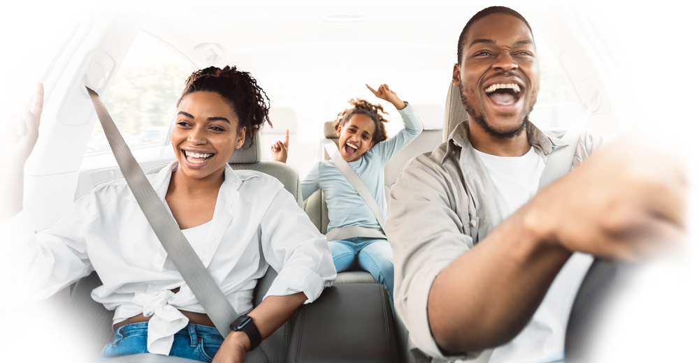 Happy Family in car