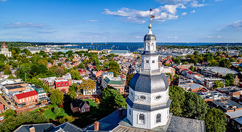 Downtown Annapolis, With State House and city